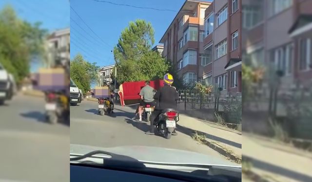 MOTOSİKLETLE KOLTUK TAŞIYANLARA CEZA