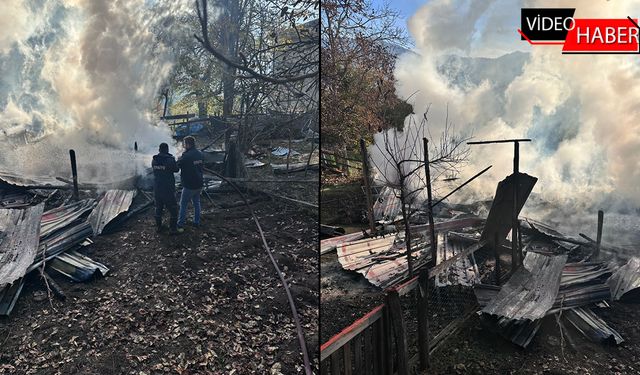 AHŞAP EV YANARAK KÜLE DÖNDÜ