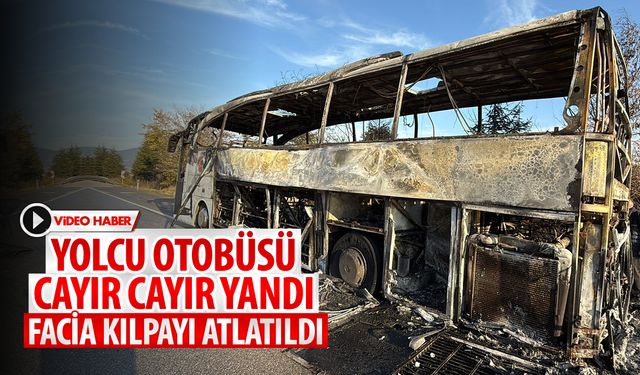 YOLCU OTOBÜSÜ CAYIR CAYIR YANDI: FACİA KILPAYI ATLATILDI