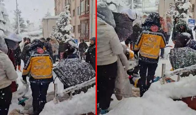 KAR KAPLI MERDİVENDEN DÜŞÜP YARALANDI