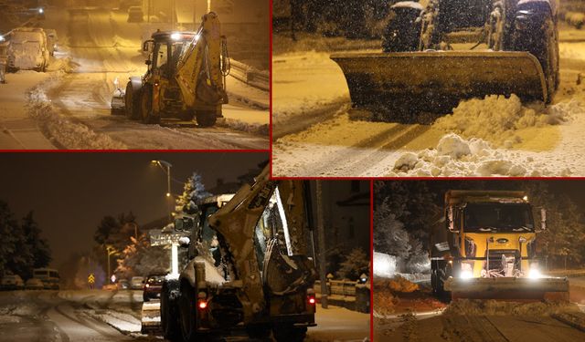 SAFRANBOLU BELEDİYESİ EKİPLERİNDEN GECE BOYU KAR MESAİSİ