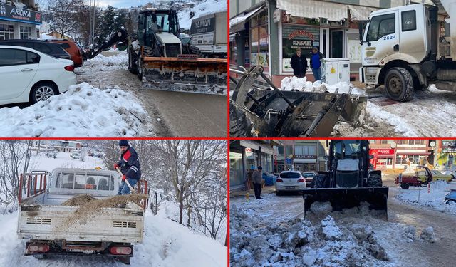 ESKİPAZAR'DA KAR KÜREME VE TUZLAMA ÇALIŞMALARI SÜRÜYOR