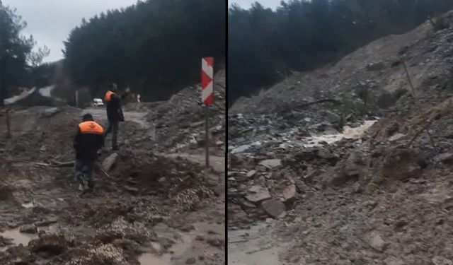 İNENEBOLU-DOĞANYURT-CİDE KARAYOLU HEYELAN SEBEBİYLE ULAŞIMA KAPANDI