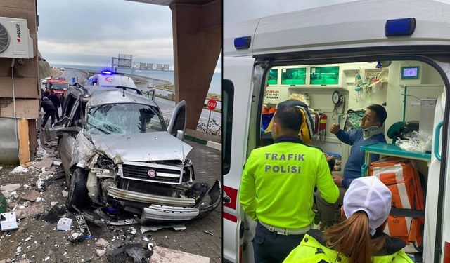 PANELVAN ARAÇ GÜVENLİK KULÜBESİNE ÇARPTI: 2 YARALI