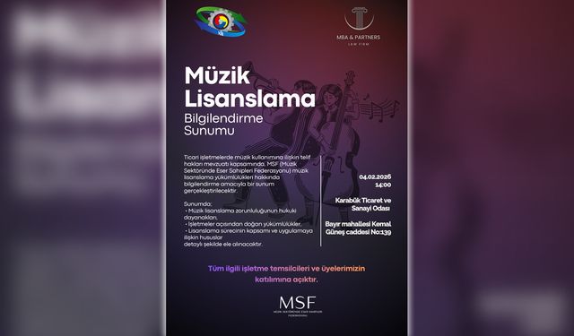 TİCARİ İŞLETMELERDE MÜZİK KULLANIMI VE TELİF YÜKÜMLÜLÜKLERİ KARABÜK’TE ELE ALINACAK