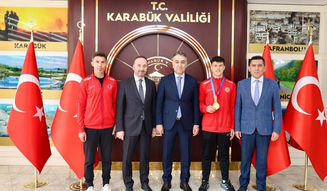 VALİ ÇAĞATAY DÜNYA ŞAMPİYONU MUHAMMET ARİF'İ MAKAMINDA KABUL ETTİ