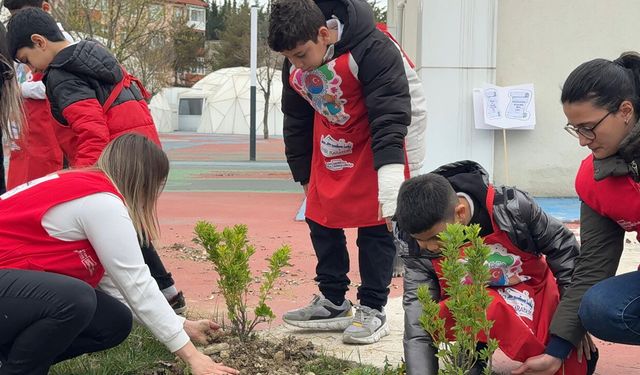 MİNİKLER FİDANLARI TOPRAKLA BULUŞTURDU