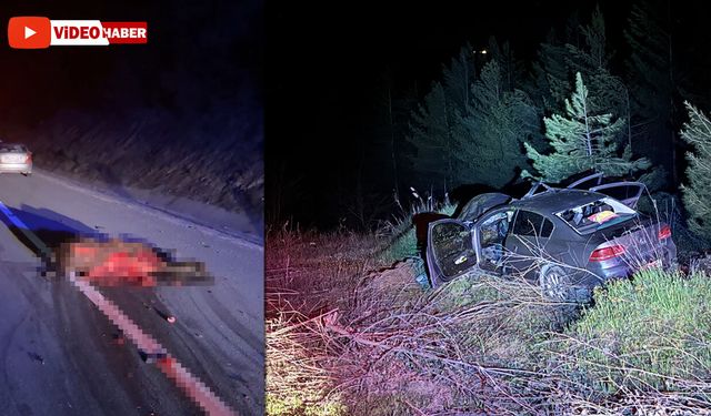 KARAYOLUNDA ATA ÇARPAN ARAÇ HURDAYA DÖNDÜ: 3 YARALI