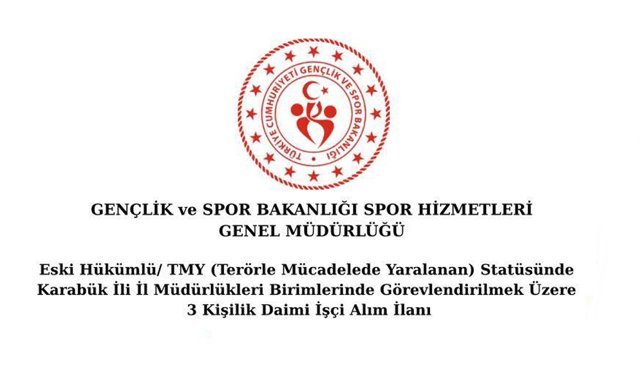 KARABÜK'TE SPOR HİZMETLERİ GENEL MÜDÜRLÜĞÜ 3 DAİMİ İŞÇİ ALACAK