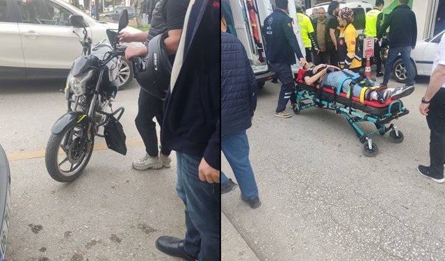 OTOMOBİLLE MOTOSİKLET ÇARPIŞTI: 1 YARALI
