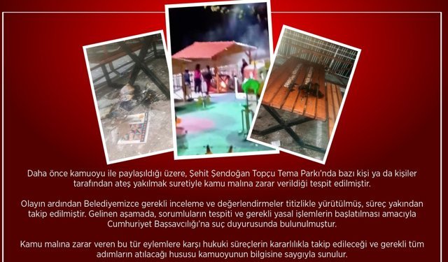 KARABÜK BELEDİYESİ PARKI YAKANLAR HAKKINDA SUÇ DUYURUSUNDA BULUNDU