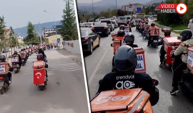 MOTOKURYELERDEN DİKKAT ÇEKEN KONVOY