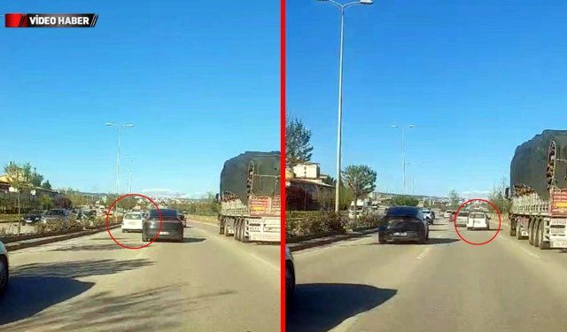 TRAFİKTE TEHLİKELİ ANLAR: DAKİKALARCA MAKAS ATTI