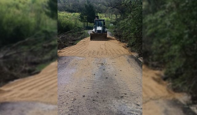 ESKİPAZAR'DA ÇÖKEN KOY YOLU ULAŞIMA AÇILDI