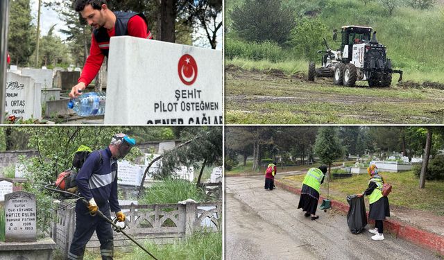 KARABÜK'TE BAYRAM ÖNCESİ MEZARLIKLAR TEMİZLENİYOR