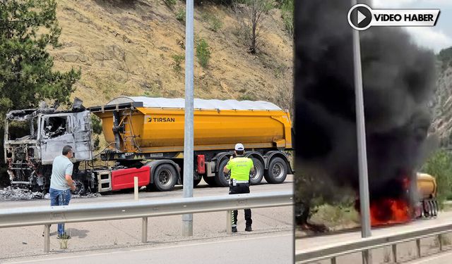 ALEV TOPUNA DÖNEN TIR SÜRÜCÜSÜ SANİYELERLE KURTULDU