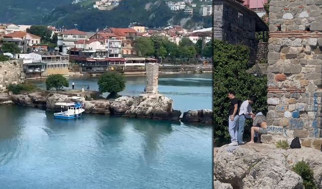 AMASRA'DA TARİHİ YAPILARI SPRAY BOYAYLA BOYADILAR