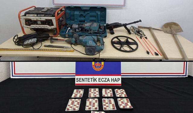 KARABÜK'TE KAÇAK KAZI VE UYUŞTURUCU OPERASYONU