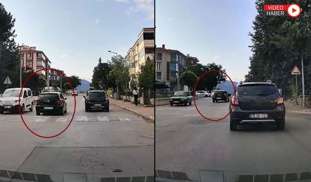 SAFRANBOLU'DA TEHLİKELİ SOLLAMA KAMERADA