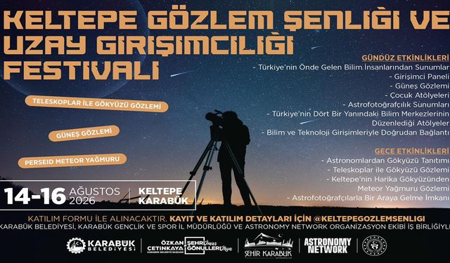 KELTEPE GÖZLEM ŞENLİĞİ VE UZAY GİRİŞİMCİLİĞİ FESTİVALİ BAŞLIYOR