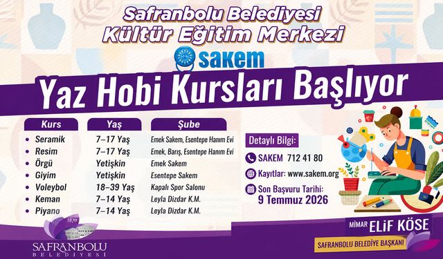 SAFRANBOLU'DA YAZ HOBİ KURS KAYITLARI BAŞLADI