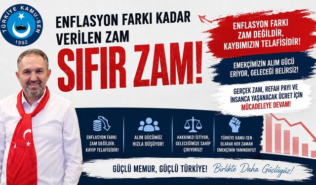 TÜRK SAĞLIK-SEN'DEN SERT TEPKİ: "ENFLASYON FARKI KADAR ZAM SIFIR ZAMDIR"