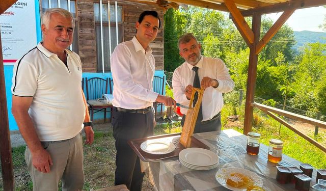 YENİCE KAYMAKAMI ÇANGA VE BAŞKAN KARAKAŞ'TAN ARI ÇİFTLİĞİNE ZİYARET