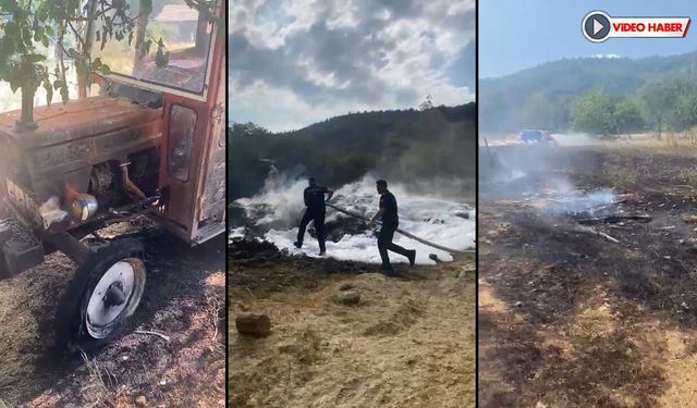ANIZ YANGININDA TRAKTÖR VE PATOZ KÜL OLDU