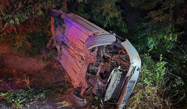 ÇANKIRI'DA KANALA UÇAN OTOMOBİL HURDAYA DÖNDÜ