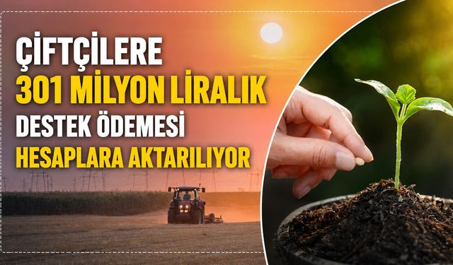 ÇİFTÇİLERE 301 MİLYON LİRALIK TARIMSAL DESTEK ÖDEMESİ