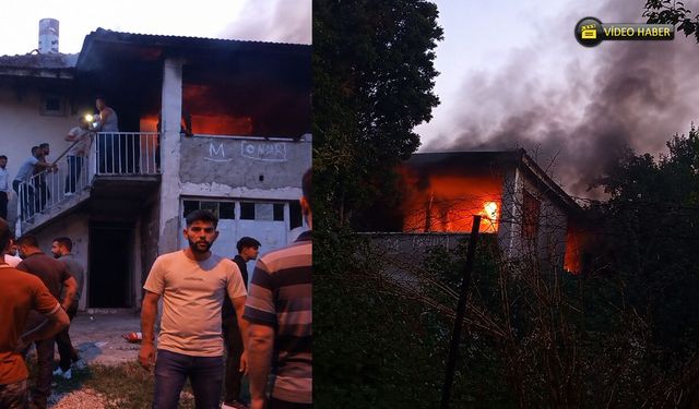 CUMAYANI KÖYÜNDE İKİ KATLI EVDE YANGIN ÇIKTI