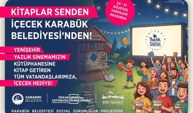 KARABÜK BELEDİYESİ'NDEN 'KİTAP GETİRENE İÇECEK HEDİYE'
