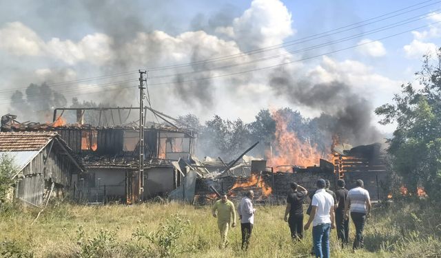 KASTAMONU'DA 2 EV, 1 AHIR VE 1 SAMANLIK ALEVLERE TESLİM OLDU