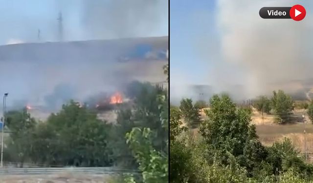 NAVSAKLAR KÖYÜ'NDE OTLUK ALANDA YANGIN ÇIKTI