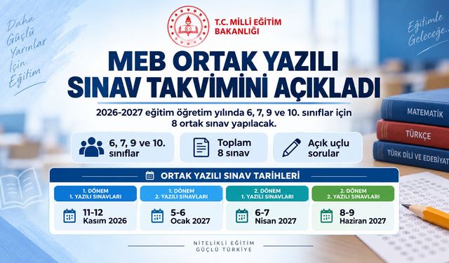 MEB ORTAK YAZILI SINAV TAKVİMİNİ AÇIKLADI