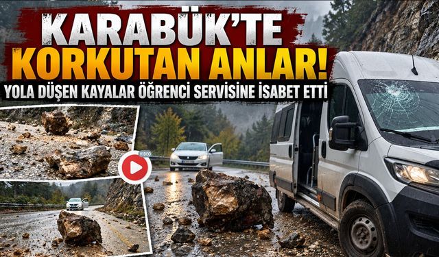 KAYALAR ÖNCE YOLA DÜŞTÜ SONRA SERVİSE İSABET ETTİ