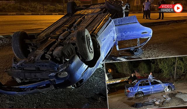 SAFRANBOLU’DA KONTROLDEN ÇIKAN OTOMOBİL DEVRİLDİ