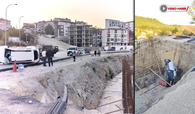 YOL ÇALIŞMASINI FARK ETMEYEN SÜRÜCÜ ŞARAMPOLE UÇTU