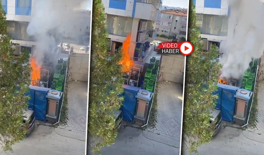 MARKET DEPOSUNDA ÇIKAN YANGIN KORKU DOLU ANLAR YAŞATTI