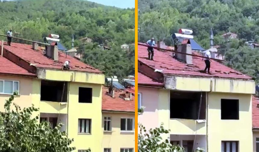 CANLARINI HİÇE SAYARAK ÇATIDA ÇALIŞTILAR