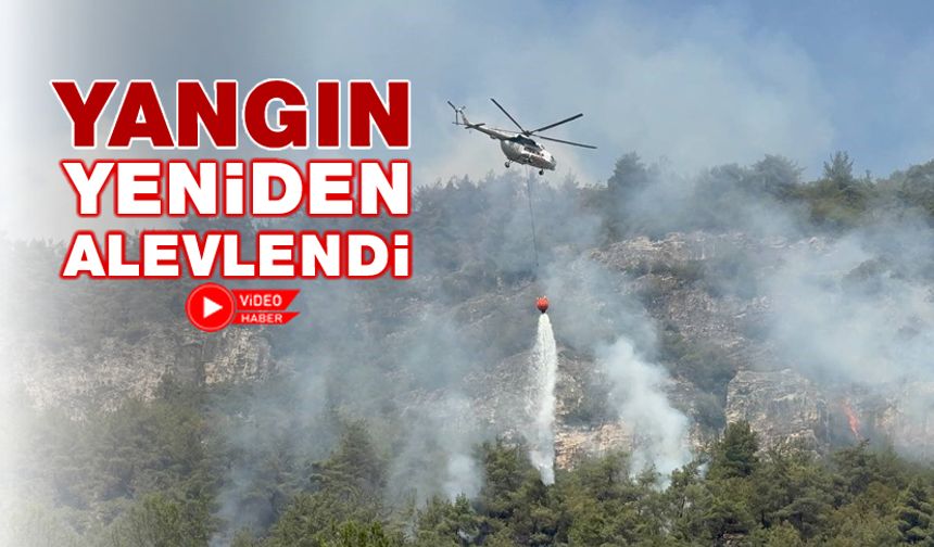 RÜZGARIN ETKİSİYLE YANGIN YENİDEN ALEVLENDİ