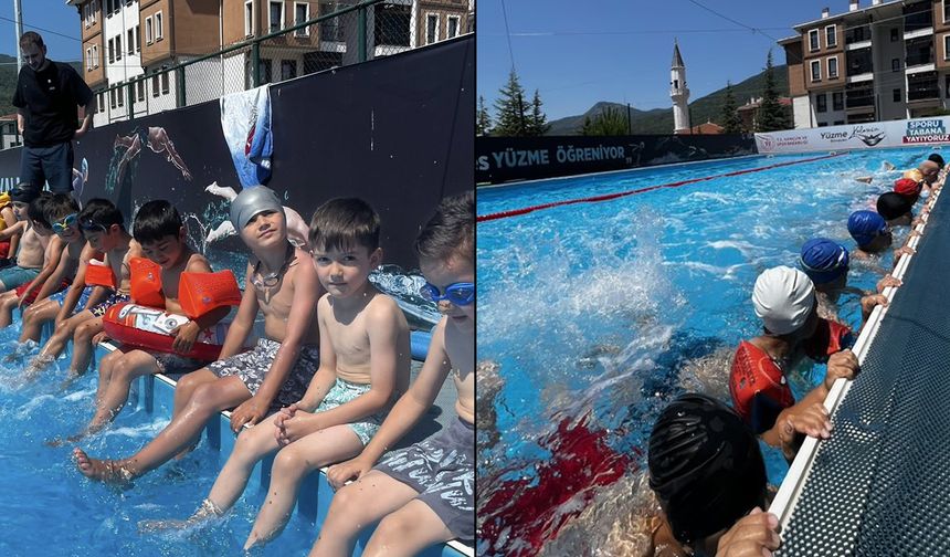YENİCE'DE ÇOCUKLAR VE GENÇLER YÜZME İLE TANIŞIYOR