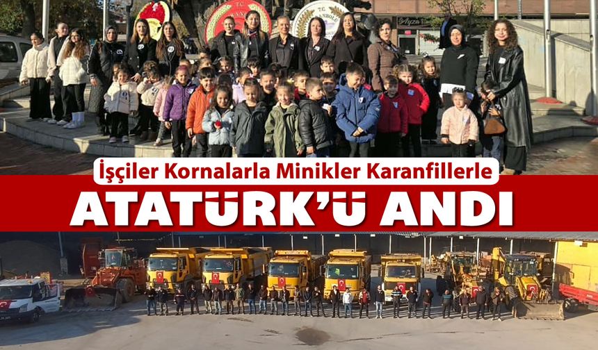 SAFRANBOLU'DA İŞÇİLER KORNALARLA MİNİKLER KARANFİLLERLE ATATÜRK'Ü ANDI