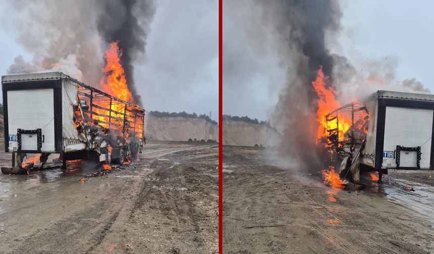 KAĞIT YÜKLÜ DORSE ALEV ALEV YANDI