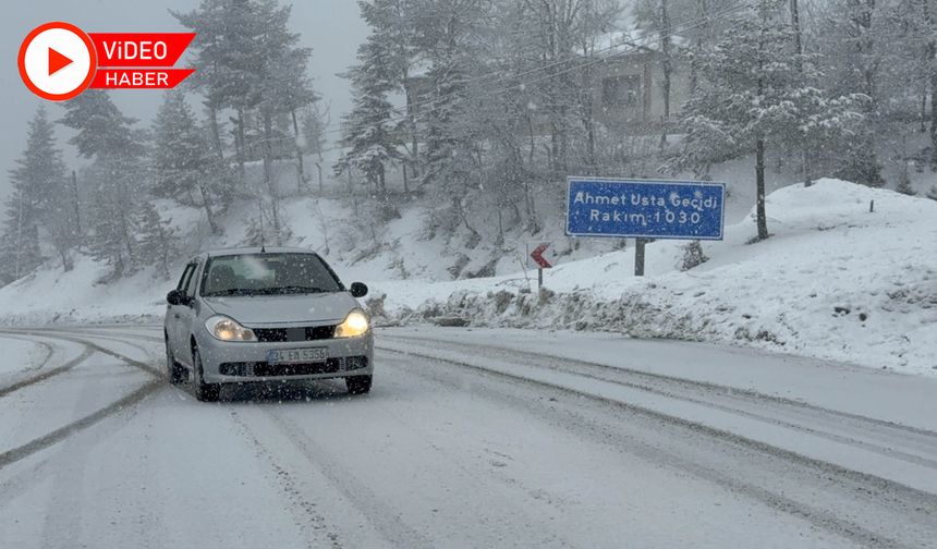 KARABÜK'TE YÜKSEK KESİMLERDE KAR YAĞIŞI BAŞLADI