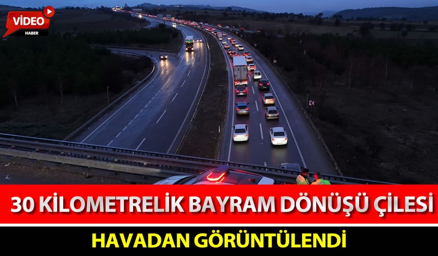 30 KİLOMETRELİK BAYRAM DÖNÜŞÜ ÇİLESİ HAVADAN GÖRÜNTÜLENDİ