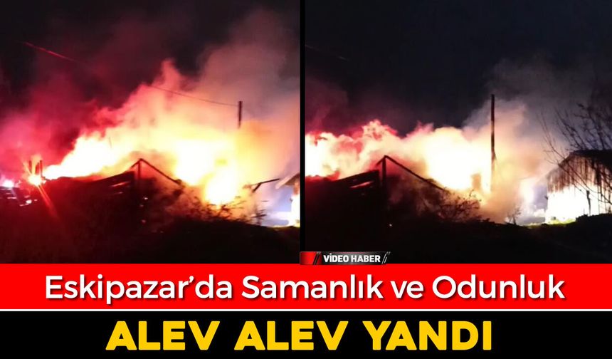 ESKİPAZAR'DA SAMANLIK VE ODUNLUK YANGINI