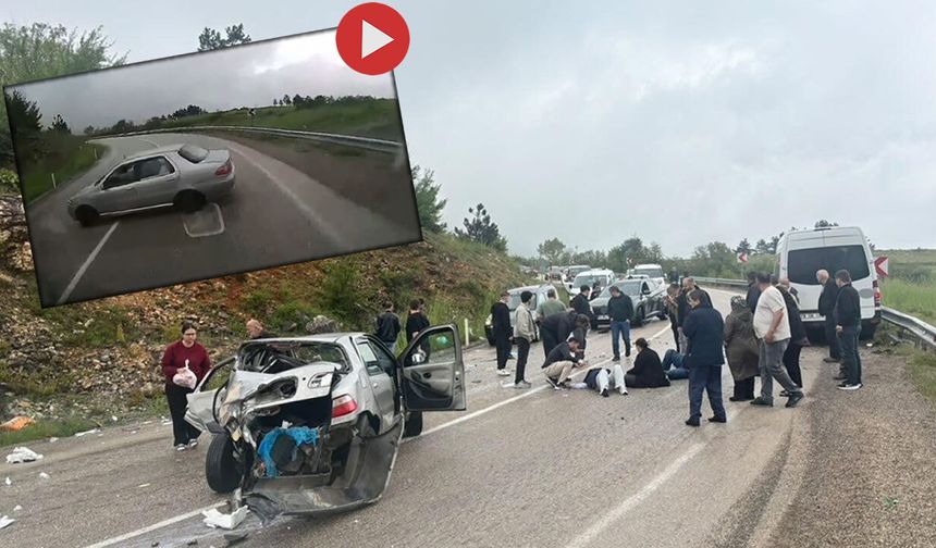 EFLANİ'DE 6 KİŞİNİN YARALANDIĞI KAZA ANI KAMERADA