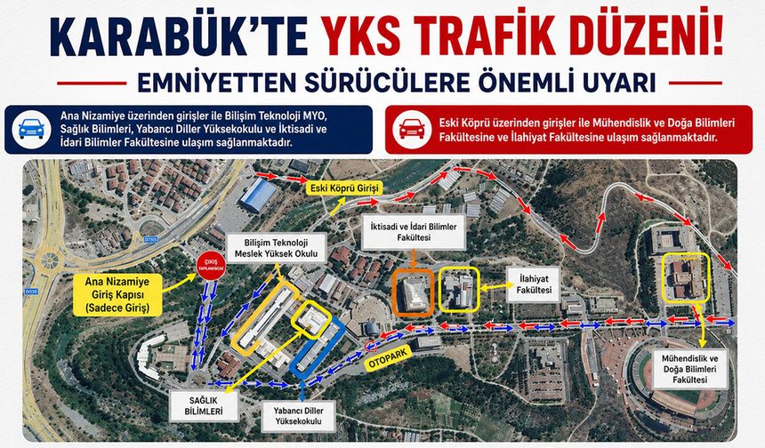 KARABÜK'TE YKS GÜNÜ TRAFİK DÜZENİ DEĞİŞİYOR