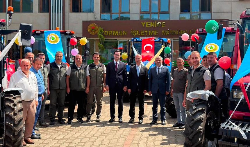 YENİCE'DE ORKÖY DESTEĞİYLE 5 AİLEYE TRAKTÖR TESLİM EDİLDİ